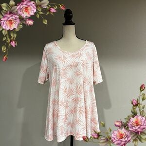 LuLaRoe perfect tee pink leaves loose fit short sleeve shirt